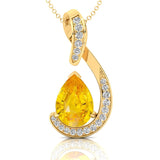 Designer Diamond Loop Pendant with Teardrop Shaped Yellow Sapphire