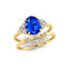 Blue Sapphire Gold Ring With Stackable Diamond Band - GeumJewels