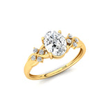 Criss Cross Diamond Ring with Oval Cut Lab Diamond