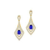 Vintage Inspired Pear Cut Tanzanite Diamond Drop Earrings