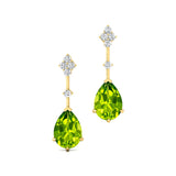 Teardrop Peridot Drop Earrings with Accent Diamonds