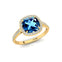 Halo Diamond Engagement Ring with Cushion Cut London Blue Topaz - GeumJewels