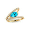 Fashionable V Shaped Diamond Ring with Pear Cut Swiss Blue Topaz - GeumJewels