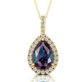 Alexandrite Teardrop Pendant with Diamond Halo