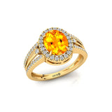 Solitaire Oval Citrine Split Shank Diamond Engagement Ring