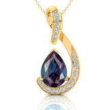 Designer Diamond Loop Pendant with Teardrop Shaped Alexandrite