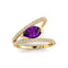Fashionable V Shaped Diamond Ring with Pear Cut Amethyst - GeumJewels