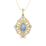 Art Deco Inspired Teardrop Moonstone Diamond Pendant