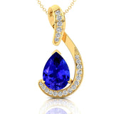 Designer Diamond Loop Pendant with Teardrop Shaped Tanzanite