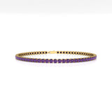 Pulsera tenis de amatista de oro de 14 quilates y 2 mm: Joyas de boda de piedra de nacimiento de febrero