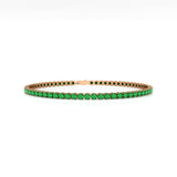 Round Emerald Tennis Bracelet, 14kt Yellow Gold, May Birthstone Dainty Jewelry
