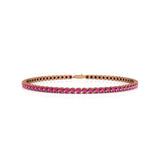 Natural Pink Sapphire 14kt White Tennis Bracelet, Dainty Stackable Birthstone Jewelry