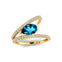 Fashionable V Shaped Diamond Ring with Pear Cut London Blue Topaz - GeumJewels
