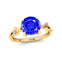Criss Cross Nature Inspired Diamond Ring  with Round Tanzanite - GeumJewels