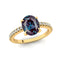 Oval Solitaire Alexandrite with Accent Diamonds Engagement Ring - GeumJewels