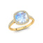Halo Diamond Engagement Ring with Cushion Cut Moonstone - GeumJewels