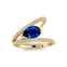 Fashionable V Shaped Diamond Ring with Pear Cut Blue Sapphire - GeumJewels