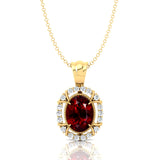 Vintage Style Oval Shaped Garnet Halo Set with Diamond Accents