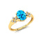 Criss Cross Diamond Ring with Oval Cut Swiss Blue Topaz - GeumJewels