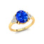 Trio Diamond Engagement Ring with Oval Cut Blue Sapphire - GeumJewels