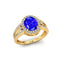 Solitaire Oval Tanzanite Split Shank Diamond Engagement Ring - GeumJewels