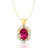 Vintage Style Oval Shaped Pink Sapphire Halo Set with Diamond Accents