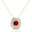 Double Halo Diamond Cushion Cut Ruby Necklace - GeumJewels