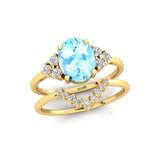 Aquamarine Solitaire Ring With Stackable Diamond Band