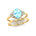 Aquamarine Solitaire Ring With Stackable Diamond Band - GeumJewels