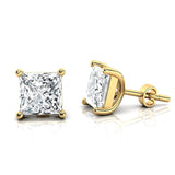 Lab Diamond Princess Cut Solitaire Stud Earrings