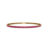 Natural Pink Sapphire 14kt White Tennis Bracelet, Dainty Stackable Birthstone Jewelry