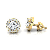 Lab Halo Diamond Round Solitaire Stud Earrings