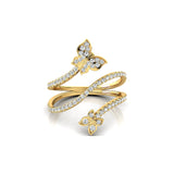 Pave Set Spiral Butterfly Diamond Ring