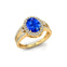 Solitaire Oval Blue Sapphire Split Shank Diamond Engagement Ring - GeumJewels