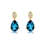 Illussion Set Diamond Earrings with Pear Cut London Blue Topaz