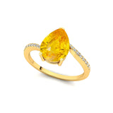 Twisted Up Down Band Pear Shaped Yellow Sapphire Ring with Accent Diamonds