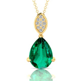 Illussion Set Diamond Pendant with Pear Cut Emerald