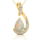 Designer Diamond Loop Pendant with Teardrop Shaped Opal