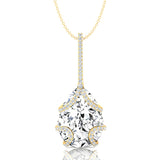 Teardrop Shaped Lab Diamond Pendant Wrapped with Diamond Loop