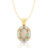 Vintage Style Oval Shaped Opal Halo Set with Diamond Accents