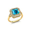 Vintage Style Square Cut London Blue Topaz Diamond Ring - GeumJewels