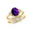 Amethyst Solitaire Ring with Stackable Diamond Band - GeumJewels