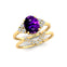 Amethyst Solitaire Ring with Stackable Diamond Band - GeumJewels
