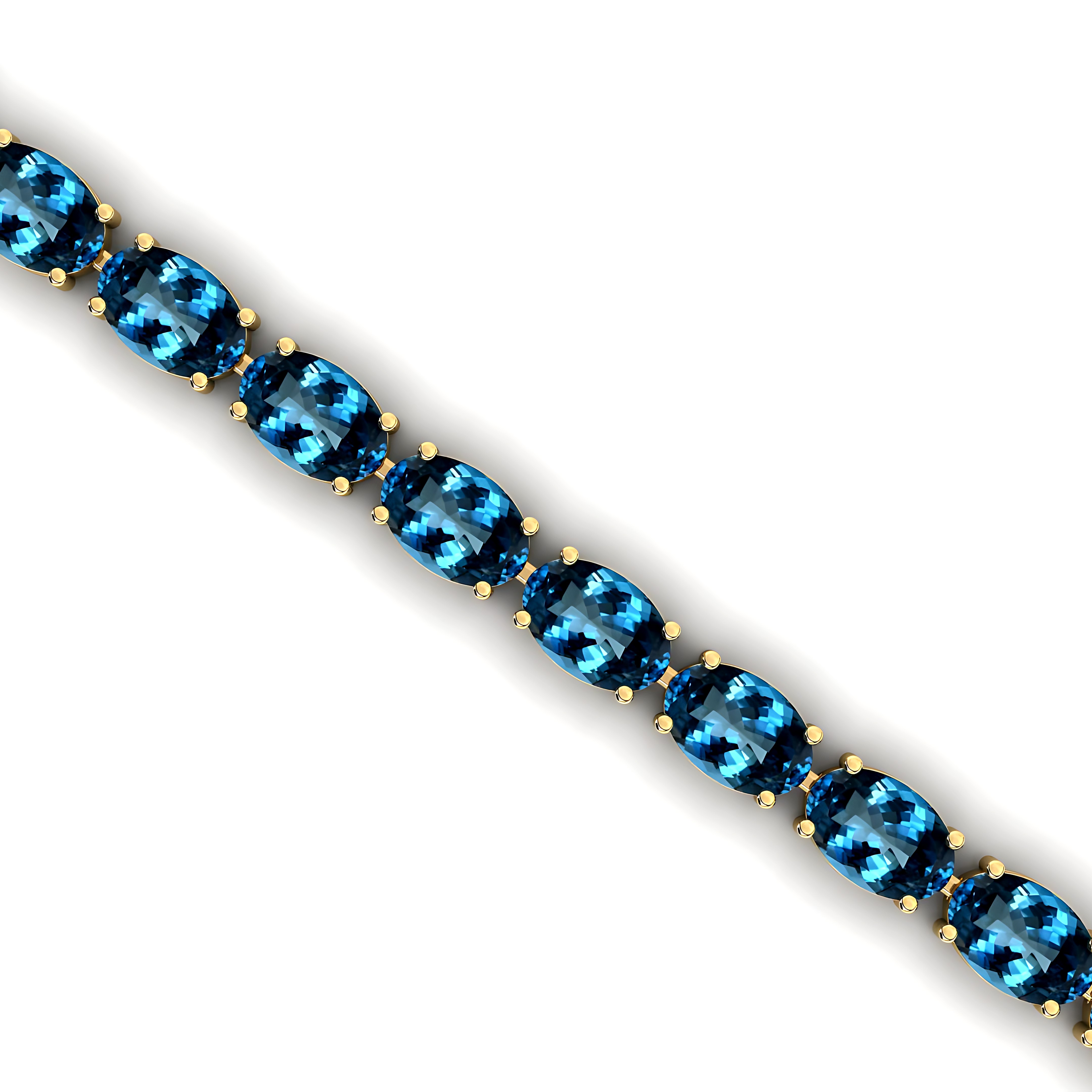 London Blue Topaz Tennis Bracelet: 14k Yellow Gold Bridal Jewelry - GeumJewels