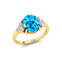 Trio Diamond Engagement Ring with Oval Cut Swiss Blue Topaz - GeumJewels