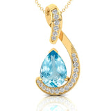 Designer Diamond Loop Pendant with Teardrop Shaped Aquamarine