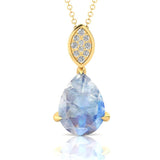 Illussion Set Diamond Pendant with Pear Cut Moonstone