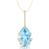 Teardrop Shaped Aquamarine Pendant Wrapped with Diamond Loop