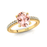 Oval Solitaire Morganite with Accent Diamonds Engagement Ring