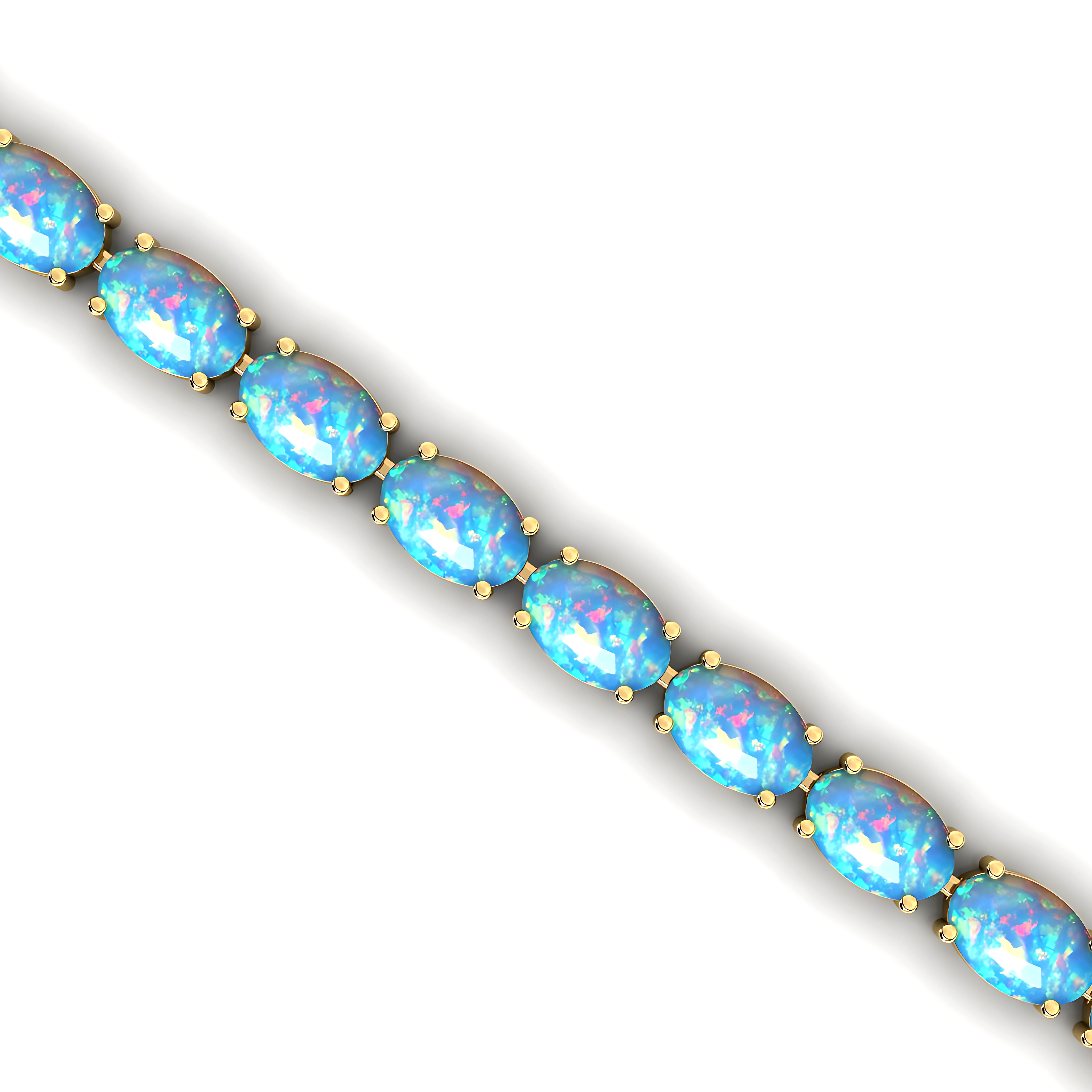 Ethiopian Opal Tennis Bracelet Natural October Birthstone 14k 18k Fine Yellow Gold Bridal Wedding Jewelry Engagement Gift For Mother - GeumJewels